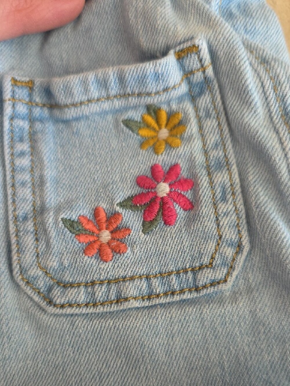 jumping beans Light Blue Denim Jeans with Floral Embroidered Pockets - Picture 3 of 4